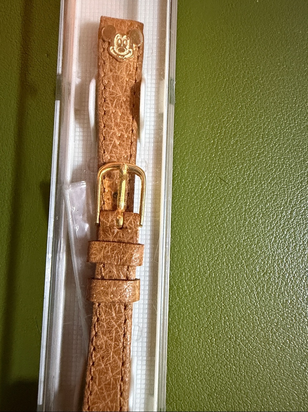 Disney Kids Tan Brown Leather Watch Strap with Gold Buckle - Picture 2 of 3
